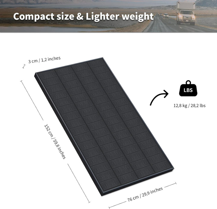 240 W Monokristallines Solarpanel Schwarz für Balkon, Garten, Wohnmobil, Boot, Anhänger 240W, 240W