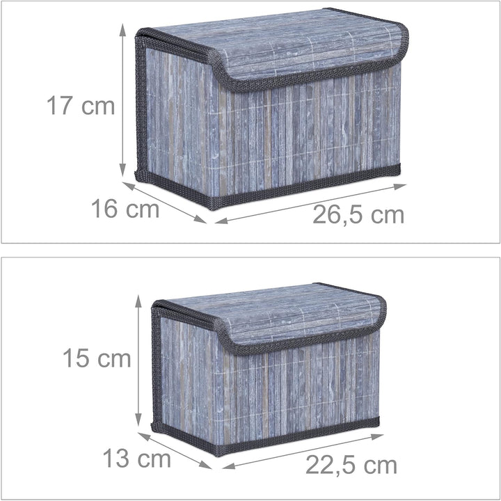 Relaxdays Aufbewahrungskorb 5er Set, mit Deckel, aus Bambus, für Badezimmer, Spielzeug, Deko, Aufbew