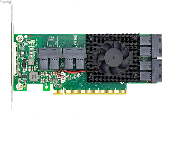 10Gtek PCIe to NVMe Expansion Card for U.2 SSD (PEX 8749), X16, (8) SFF-8643 PCIe to SFF-8643 (PEX)