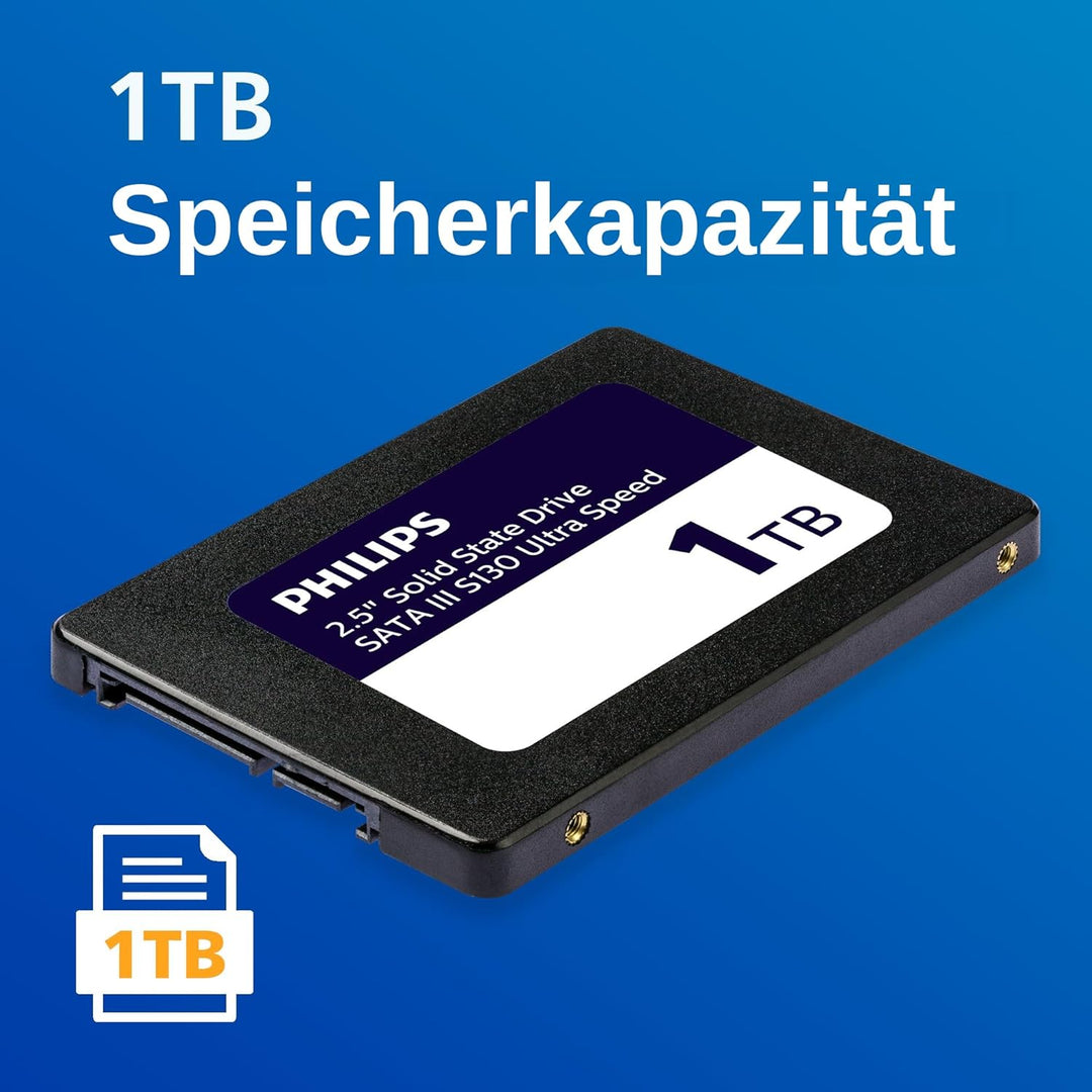 PHILIPS Interne SSD 2.5" SATA III 1 TB S130 Ultra Speed, Lesegeschwindigkeit bis zu 550 MB/s 1 TB Sa