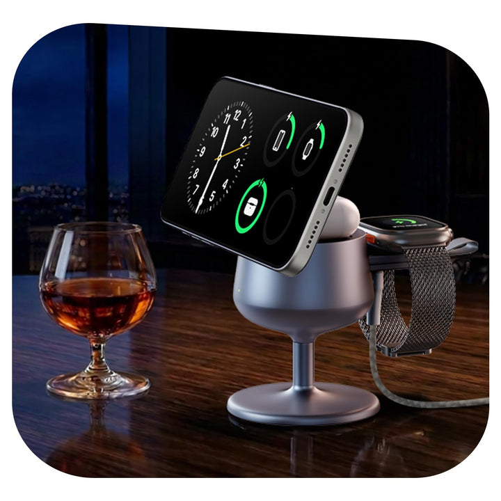 GEEKERA Qi2.2 25W 3-in-1 Ladestation für Apple: MagSafe-kompatibles Schnellladegerät für iPhone 17/1