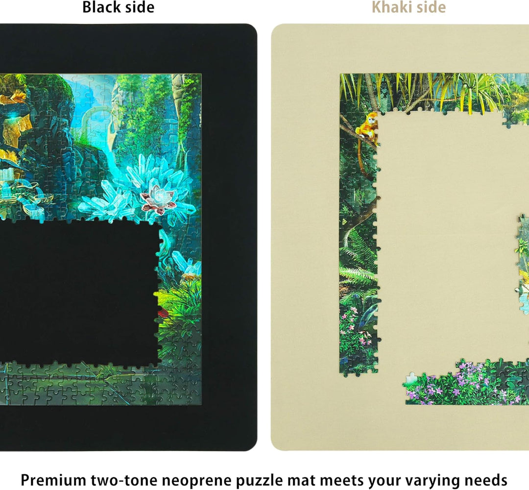 LAVIEVERT 2 mm Dickes Neopren, doppelseitig, Schwarz & Khaki, Puzzle-Aufbewahrungsmatte, Puzzle-Aufb