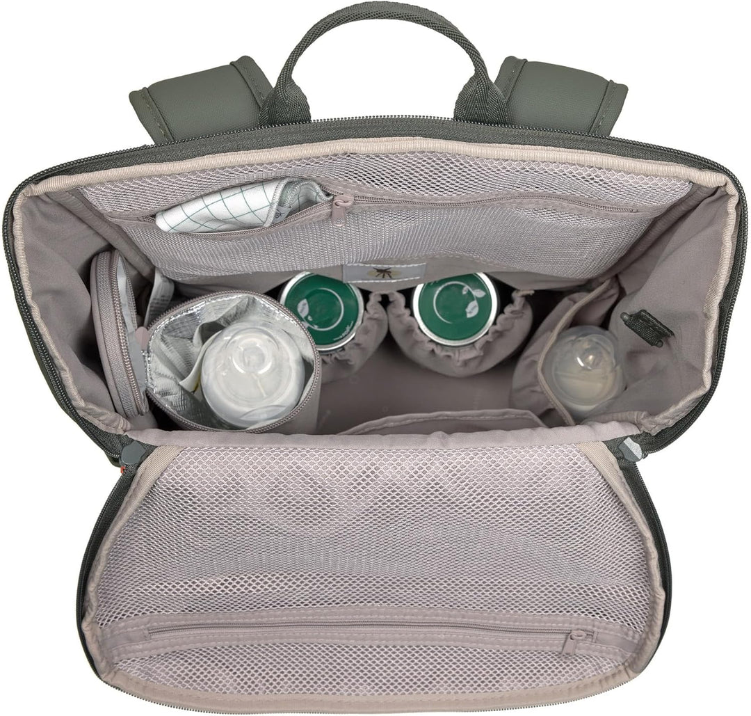 LÄSSIG Baby Wickelrucksack mit Wickelunterlage, Kinderwagenbefestigung und Flaschenhalter/GRE Slende