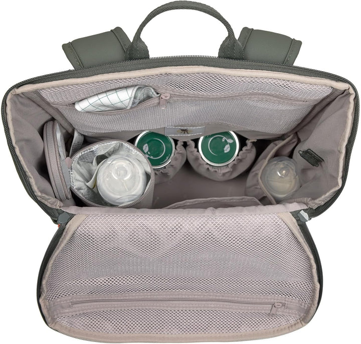 LÄSSIG Baby Wickelrucksack mit Wickelunterlage, Kinderwagenbefestigung und Flaschenhalter/GRE Slende