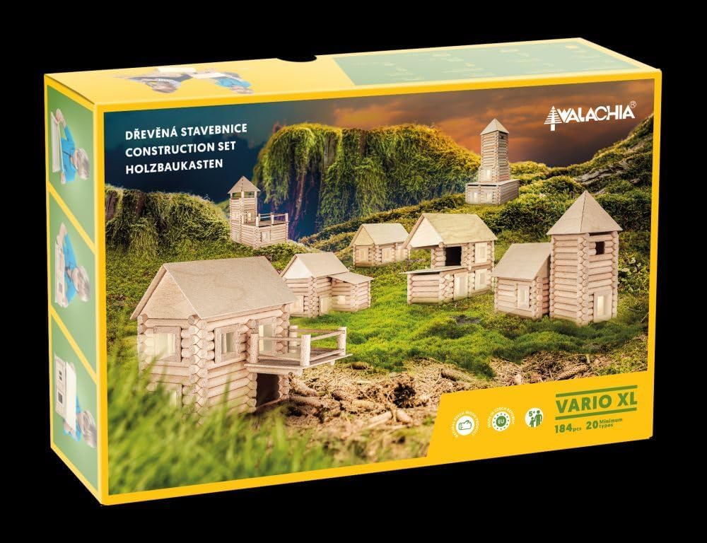 Walachia Vario XL Holzbausteine Holz Baukasten Modellbau Set 184 Teile