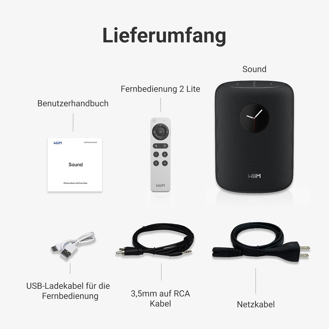 WiiM Sound Smart Speaker mit 1,8″ Touch-Display, Hi-Res 24 Bit/192 kHz, AI RoomFit™ Raumkorrektur, 1