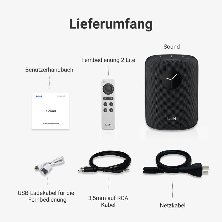 WiiM Sound Smart Speaker mit 1,8″ Touch-Display, Hi-Res 24 Bit/192 kHz, AI RoomFit™ Raumkorrektur, 1