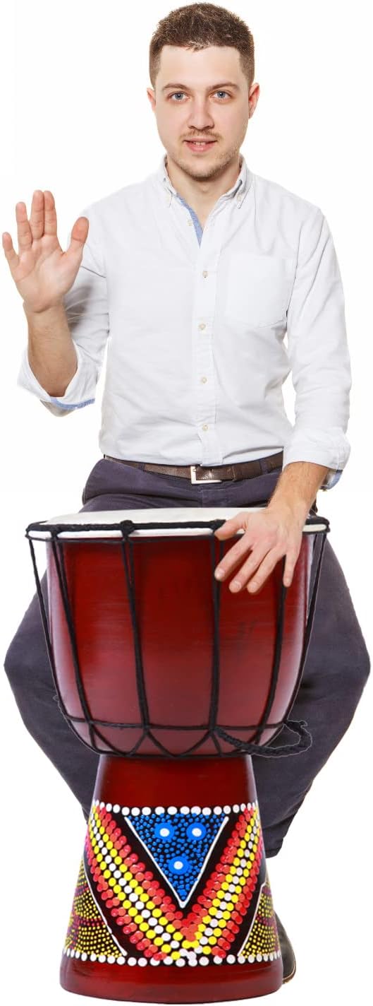 60cm Djembe Trommel Bongo Holztrommel Drum Darbuka Guter Klang Bunt bemalt