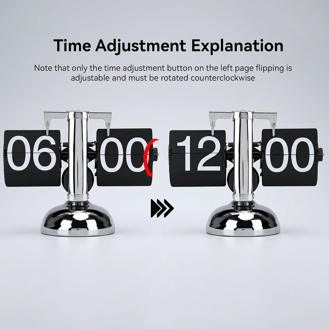 HERCHR Flip-Schreibtischuhr, Retro-Digital-Flip-Down-Uhr, Edelstahl Automatische Mechanische Uhr mit