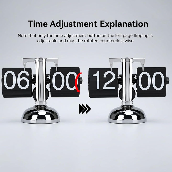 HERCHR Flip-Schreibtischuhr, Retro-Digital-Flip-Down-Uhr, Edelstahl Automatische Mechanische Uhr mit