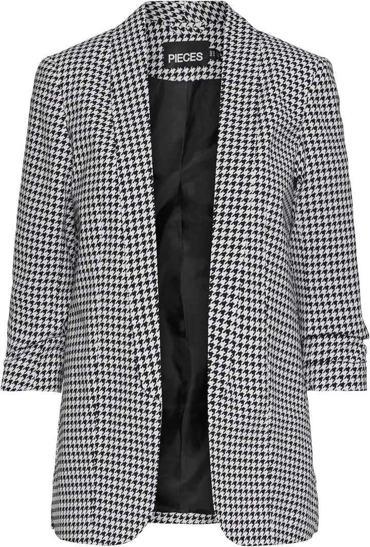 Pieces Damen Pcbosella 3/4 Printed Blazer Noos Bc Blazer XL Black/Aop:houndstooth, XL Black/Aop:houn