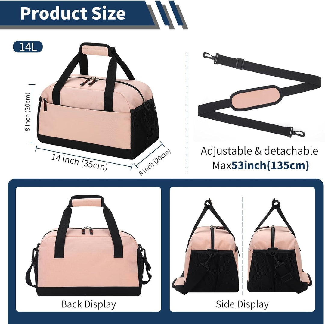Kleine Sporttasche mit Nassfach - 35×20×20cm Handgepäck, Mini Duffle Bag mit Mehreren Fächern für Sp