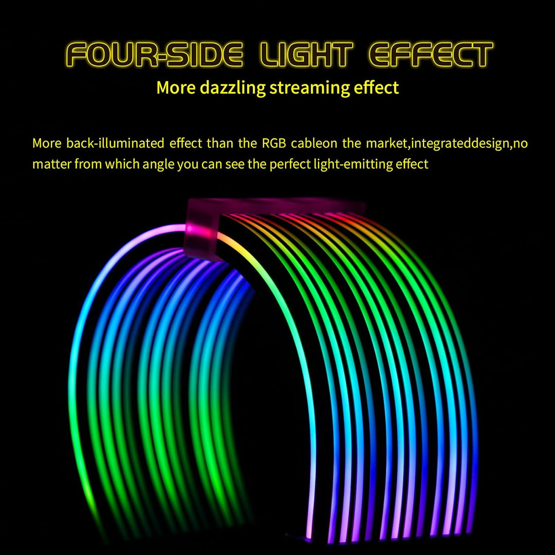 Sirlyr 24 Pin RGB Kabel,RGB PSU Kabel Verlängerungen - 5V 3Pin Addressable ARGB Motherboard Netzteil