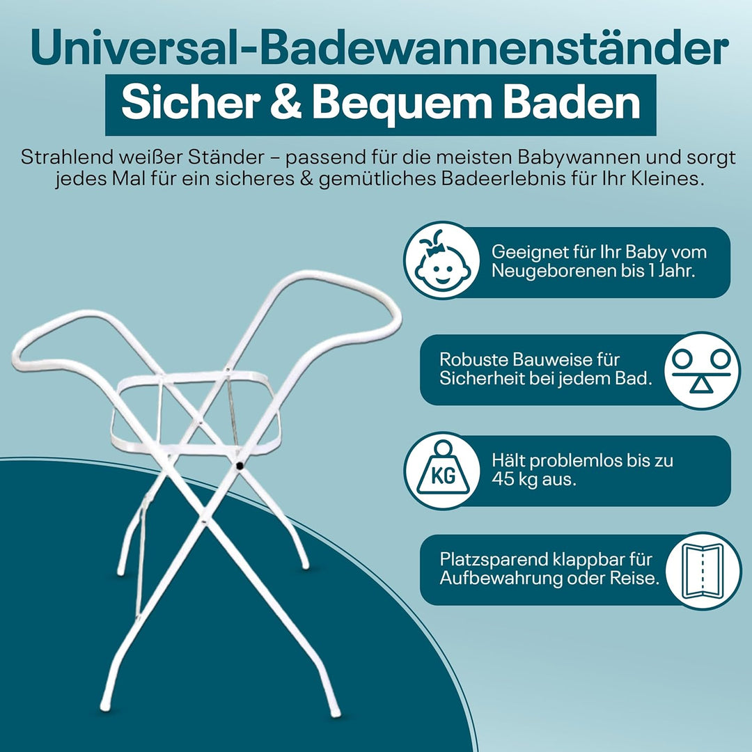Universalständer für Babywannen, 84 und 100 cm, mit oder ohne Ablage, weiss, ohne Babywanne (100 cm