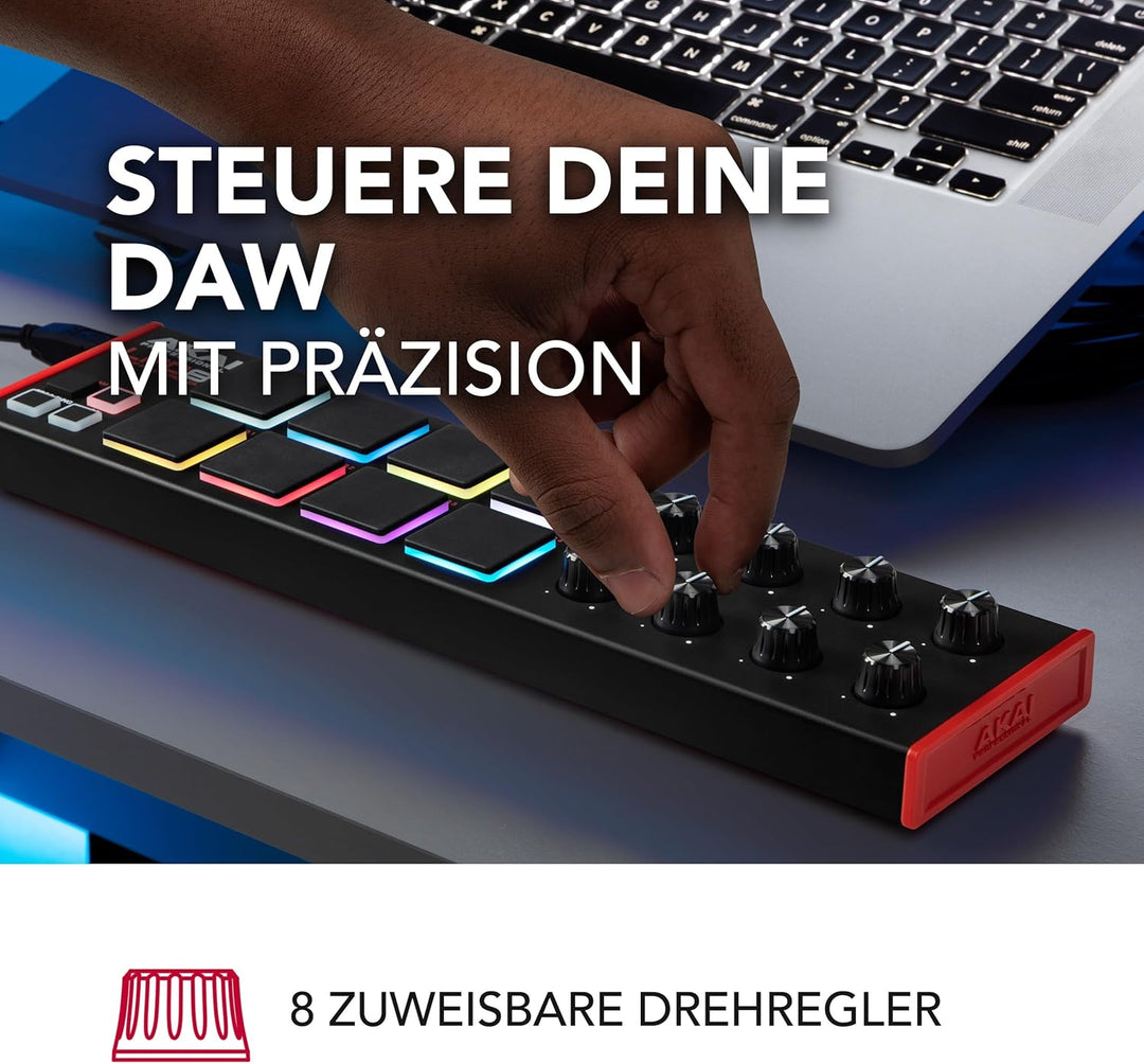 AKAI Professional LPD8 – USB MIDI Controller mit 8 responsiven MPC Drum Pads für Mac und PC, 8 zuwei