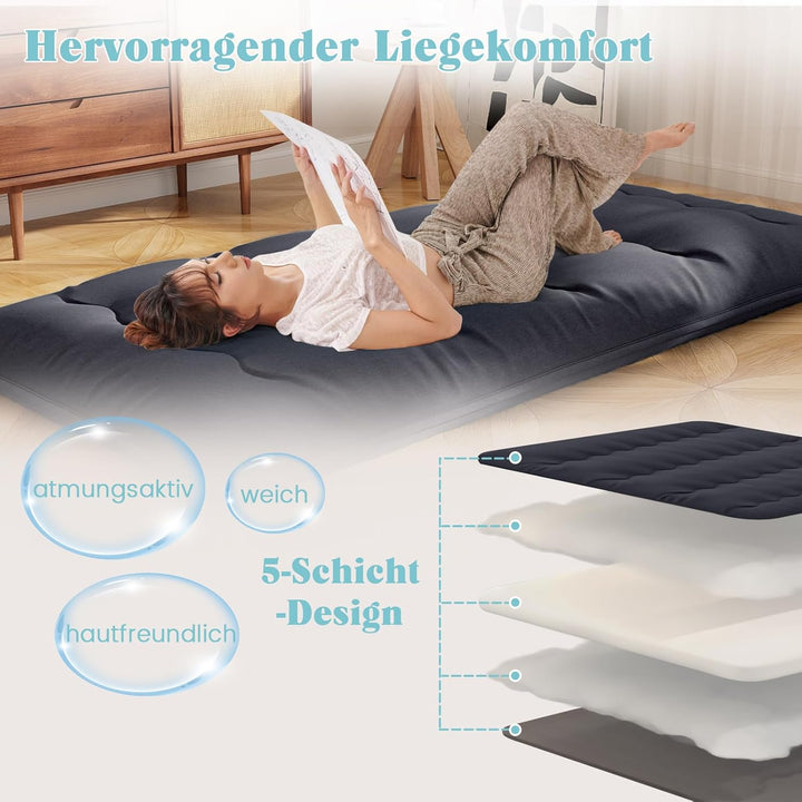 COSTWAY Japanische Futon Matratze, Tatami-Matte, Bodenmatratze, Klappmatratze mit waschbarem Bezug,