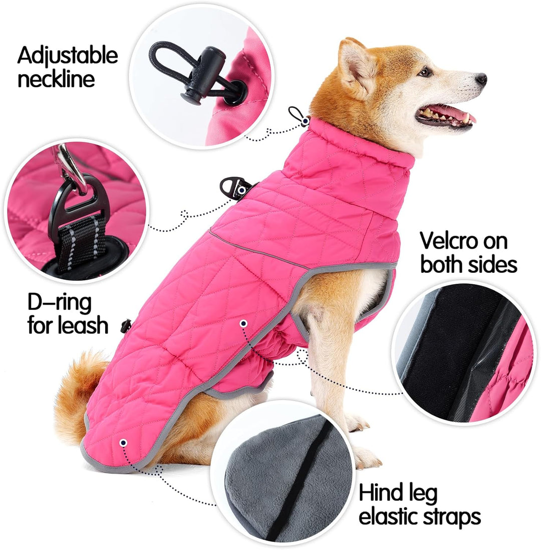 HEYWEAN Hundemantel Winter Wasserdicht Hundejacke mit D-Ring Warm Mantel Hund Fleece Hundepullover R