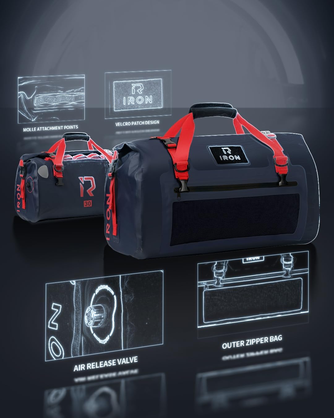 IRON JIA'S Motorradtasche Gepäckrolle wasserdichte Motorrad Hecktasche Satteltasche Reisetasche mit