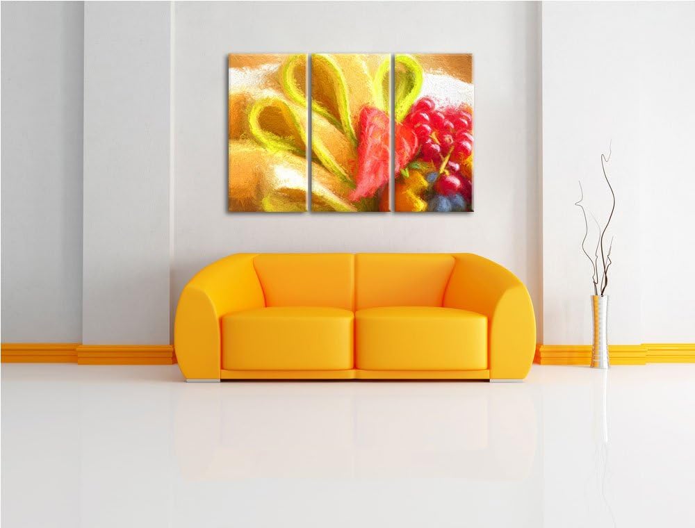 bunte Obstschale Spezial 3-Teiler Leinwandbild 120x80 Bild auf Leinwand, XXL riesige Bilder fertig g