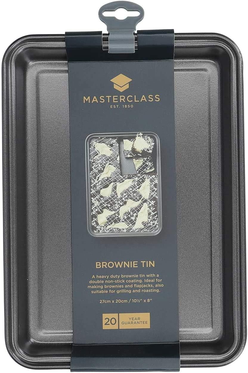 MasterClass Brownie Form Master Class 27x20x3cm, Kohlenstoffstahl, Grau, 27 x 20 x 3,5 cm 27 x 20 x