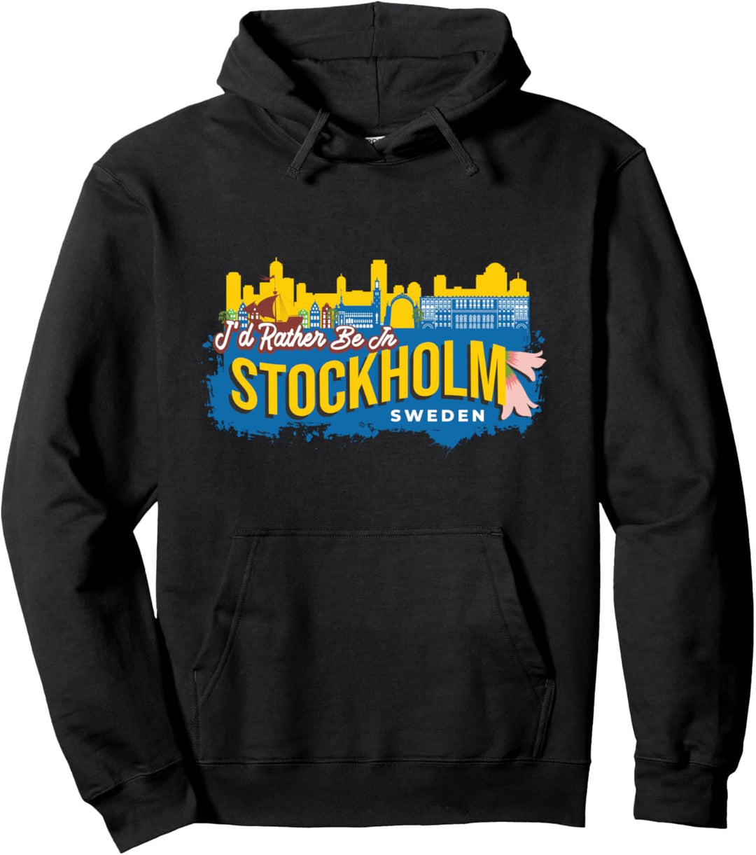 Ich wäre lieber in Stockholm Schweden Vintage Souvenir Pullover Hoodie