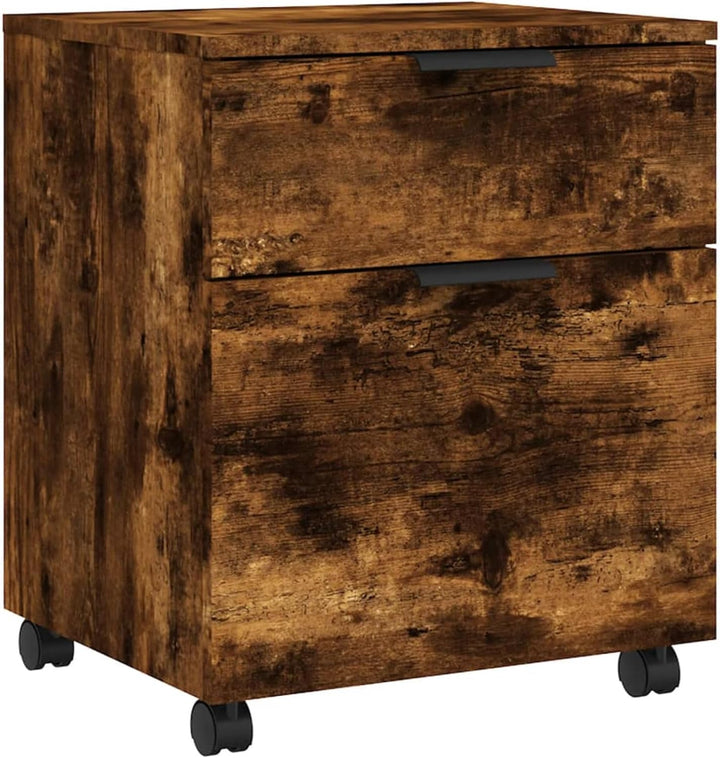 Mobiler Aktenschrank mit Rollen Räuchereiche 45x38x54 cm, Metallschrank, Werkstattschrank, Werkzeugs