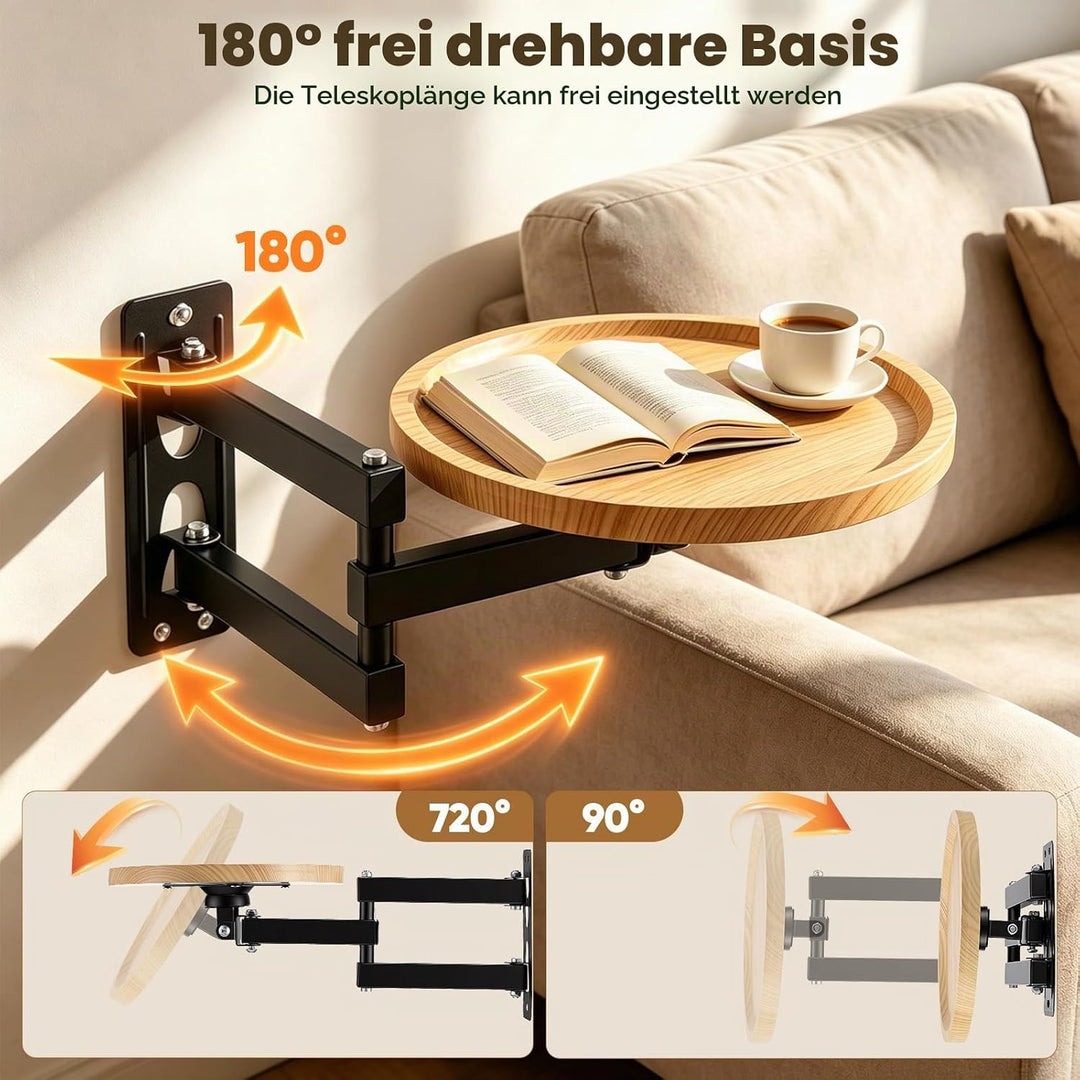 Runder Klapptisch Wand, Klappbar Wandtisch 30cm Kleine Wandmontierter Ausziehbar Rund Tisch Wandtisc