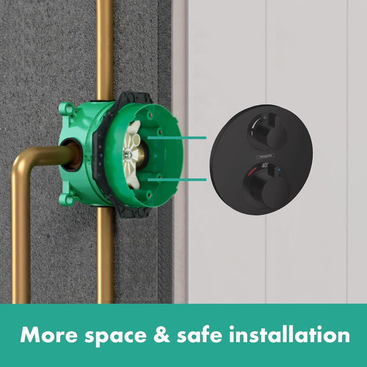 hansgrohe Unterputz Thermostat Ecostat S, für 2 Funktionen, Mattschwarz, Mattschwarz