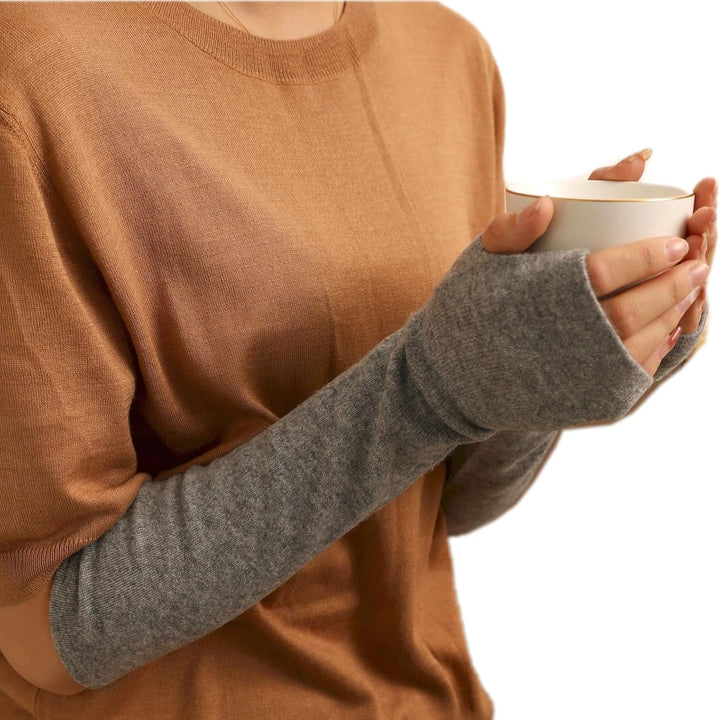 Prettystern Damen Kaschmir-Wolle Arm-Wärmer Lange Arm-stulpen Fingerlose Pulswärmer für Abendmode Ei