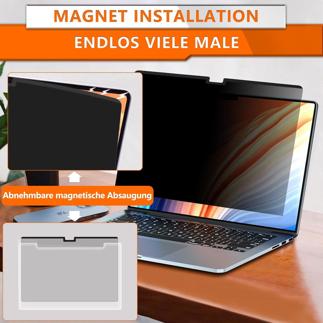 ZOEGAA Sichtschutz Macbook Air 15 Zoll,Anti Blaulicht Blickschutzfolie MacBook air 15 und Abnehmbare