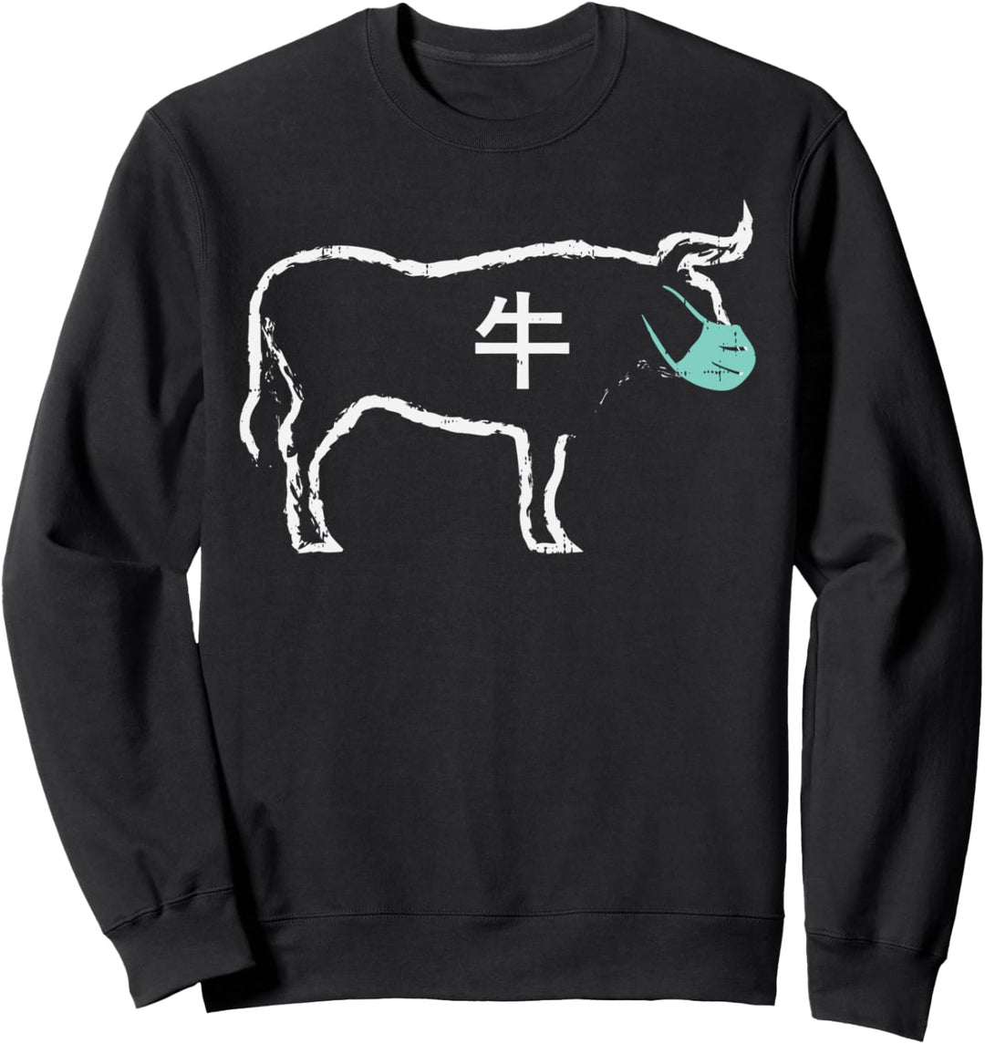 Ox Chinese Character Mask Chinese New Year Quarantine Gift Sweatshirt