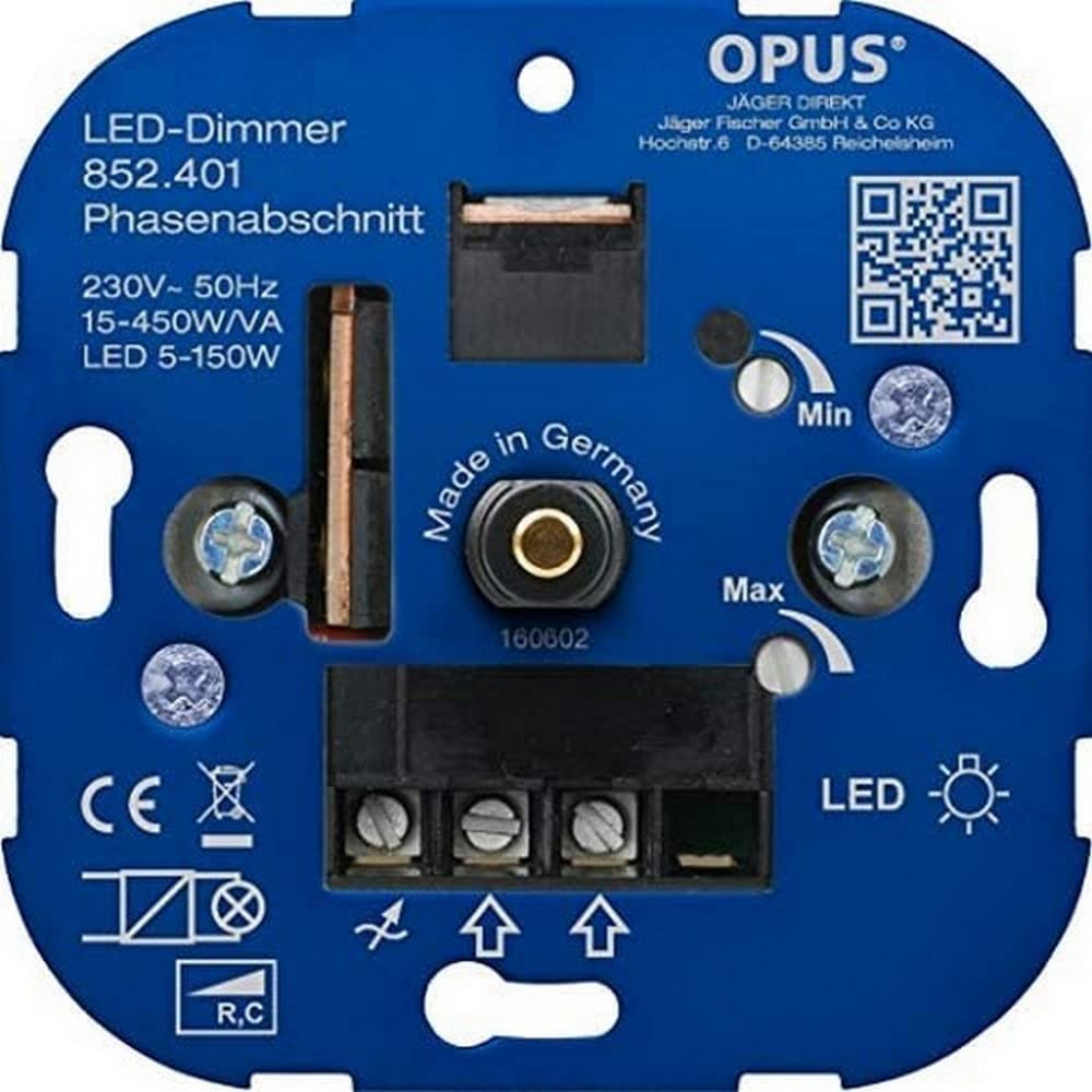 OPUS® Dreh-Dimmer für LED- und Energiesparlampen Ausführung Phasenanschnitt, Watt 7-110 VA/LED 3-35