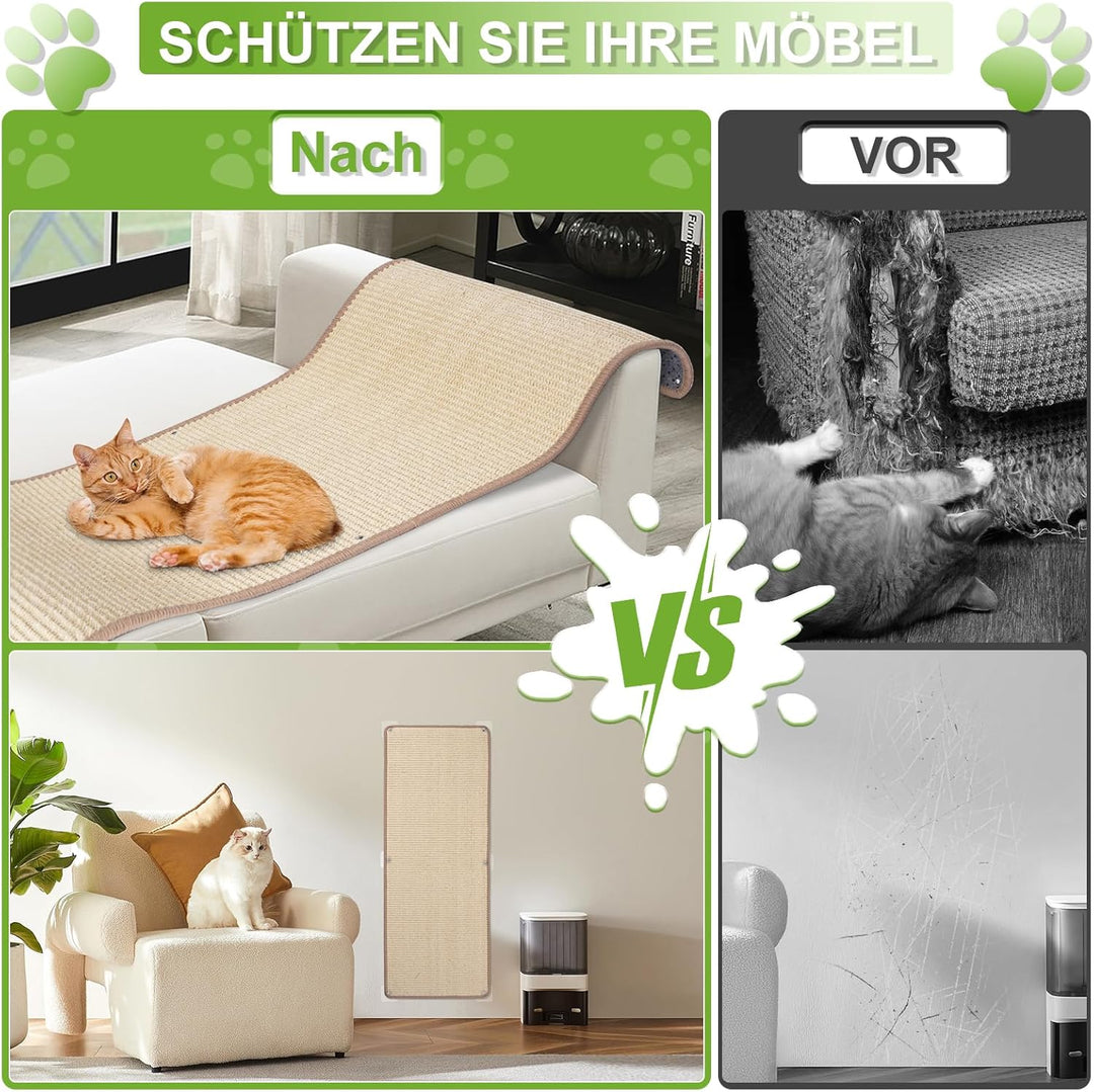 Kratzmatte Katze 40x100 cm Kratzbretter Natürliche Sisal Kratzmatte Katzenkratzmatte Kratzschutz für