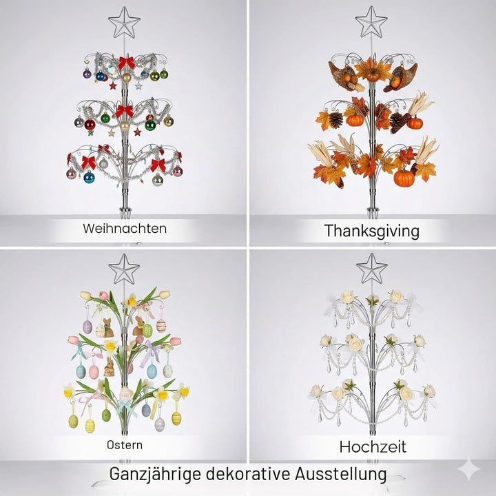 HOHIYA Metall Weihnachten Ornament Display Baum drehbarer Ständer 119,4 cm (Silber) 47"H Rotating St
