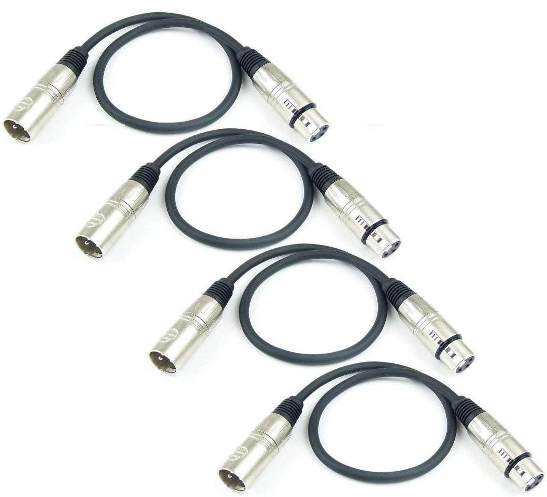 Adam Hall Cables 4 Stück K3MMF0050BLK Mikrofonkabel XLR female auf XLR male DMX Audio Kabel 3 pol po