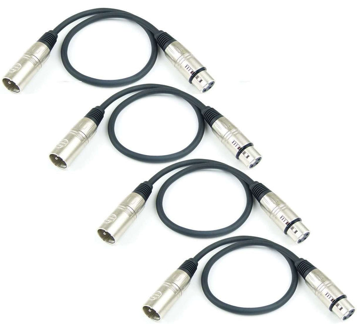 Adam Hall Cables 4 Stück K3MMF0050BLK Mikrofonkabel XLR female auf XLR male DMX Audio Kabel 3 pol po