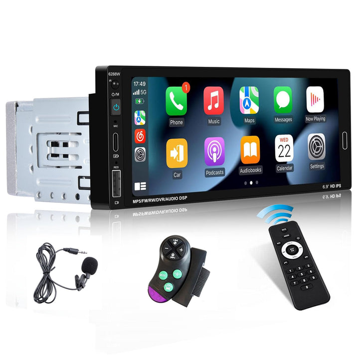 Hikity 1 Din Autoradio Bluetooth Wireless CarPlay und Android Auto, 1 DIN Car Radio mit mit 7 Zoll B