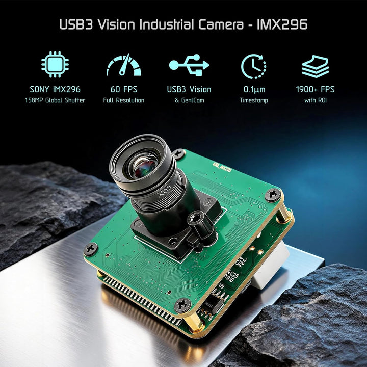 InnoMaker USB3 Vision Industriekamera IMX296 1,58 MP Monochrom Global Shutter, 1456x1088@60FPS, GenI