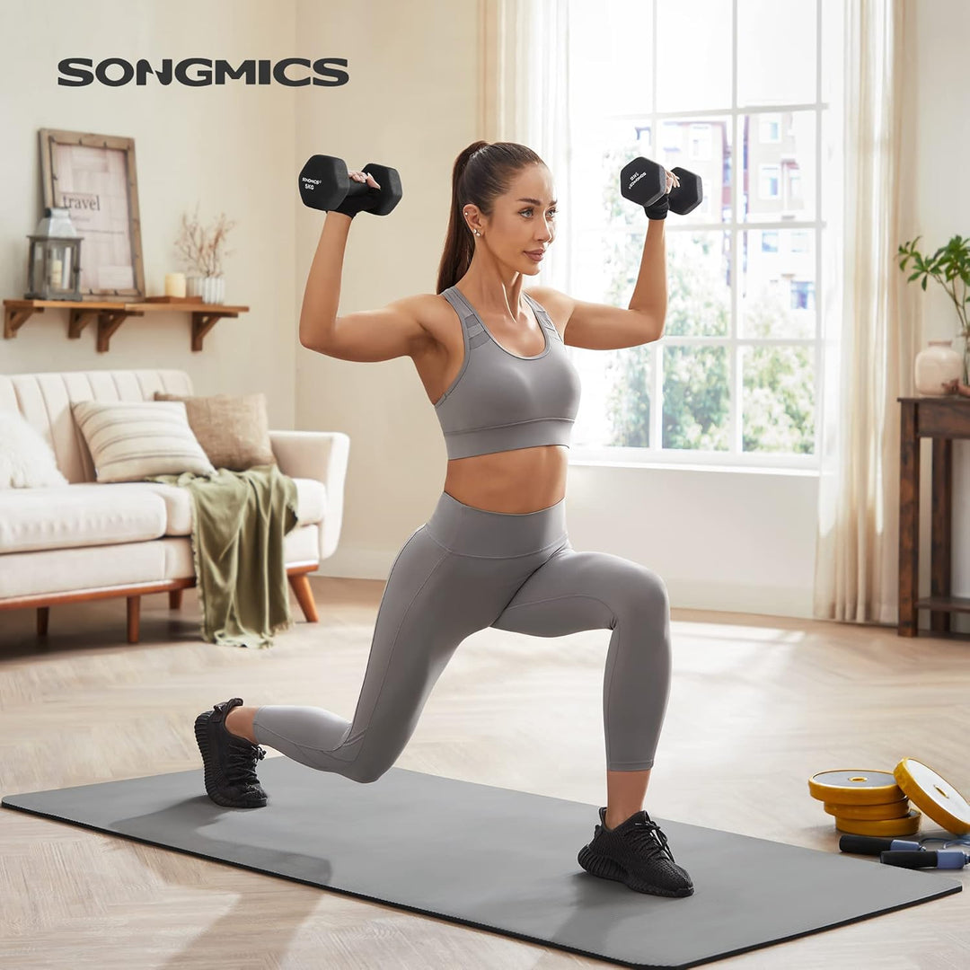 SONGMICS Hanteln, Hantelset 2 x 5 kg, Kurzhanteln mit Hantelständer 2 x 1 kg, 2 x 2 kg, 2 x 3 kg, Kr