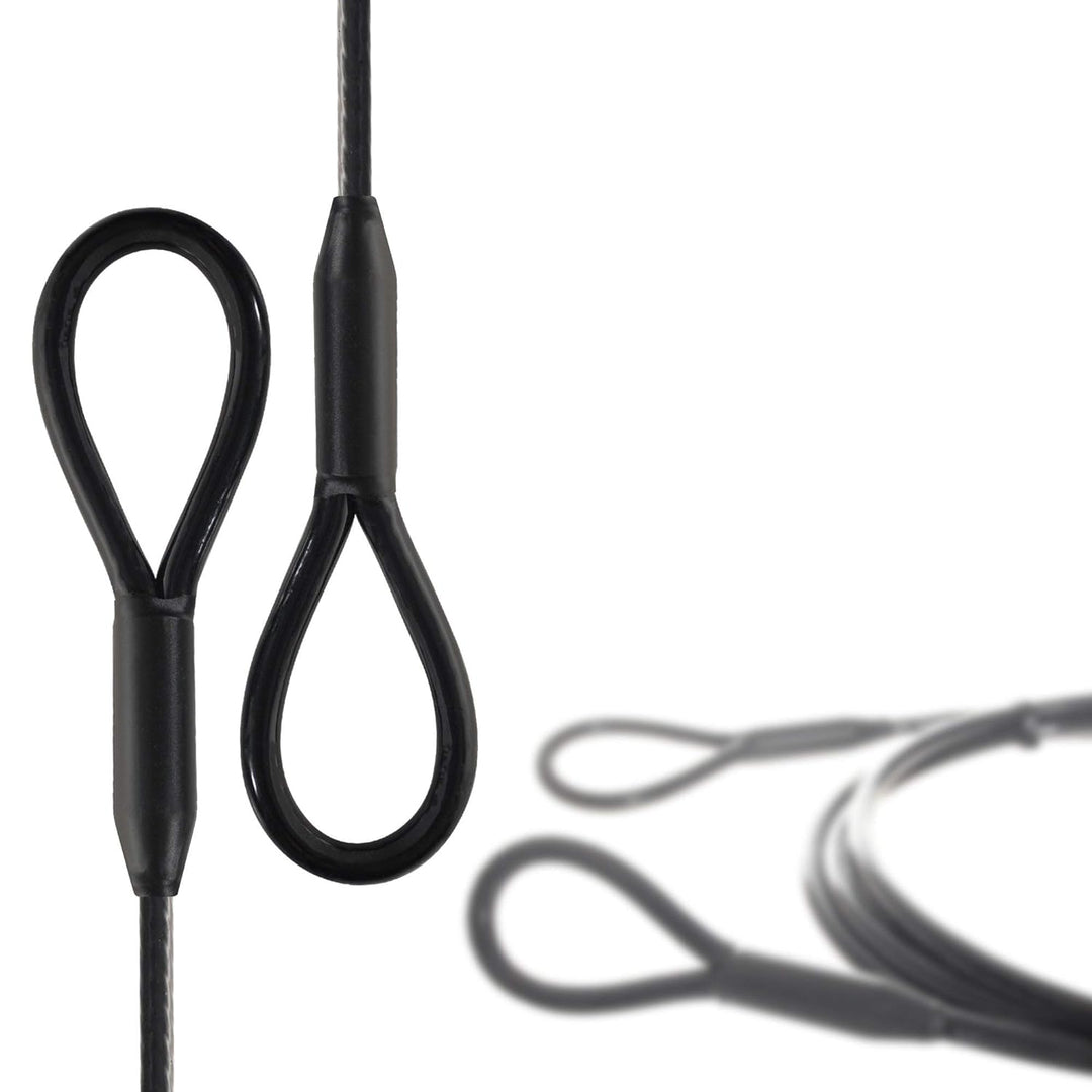 Drahtseile24 Schlaufenkabel Schwarz, Stahlseil ummantelt mit Ösen - Diebstahlsicherung für Gartenmöb