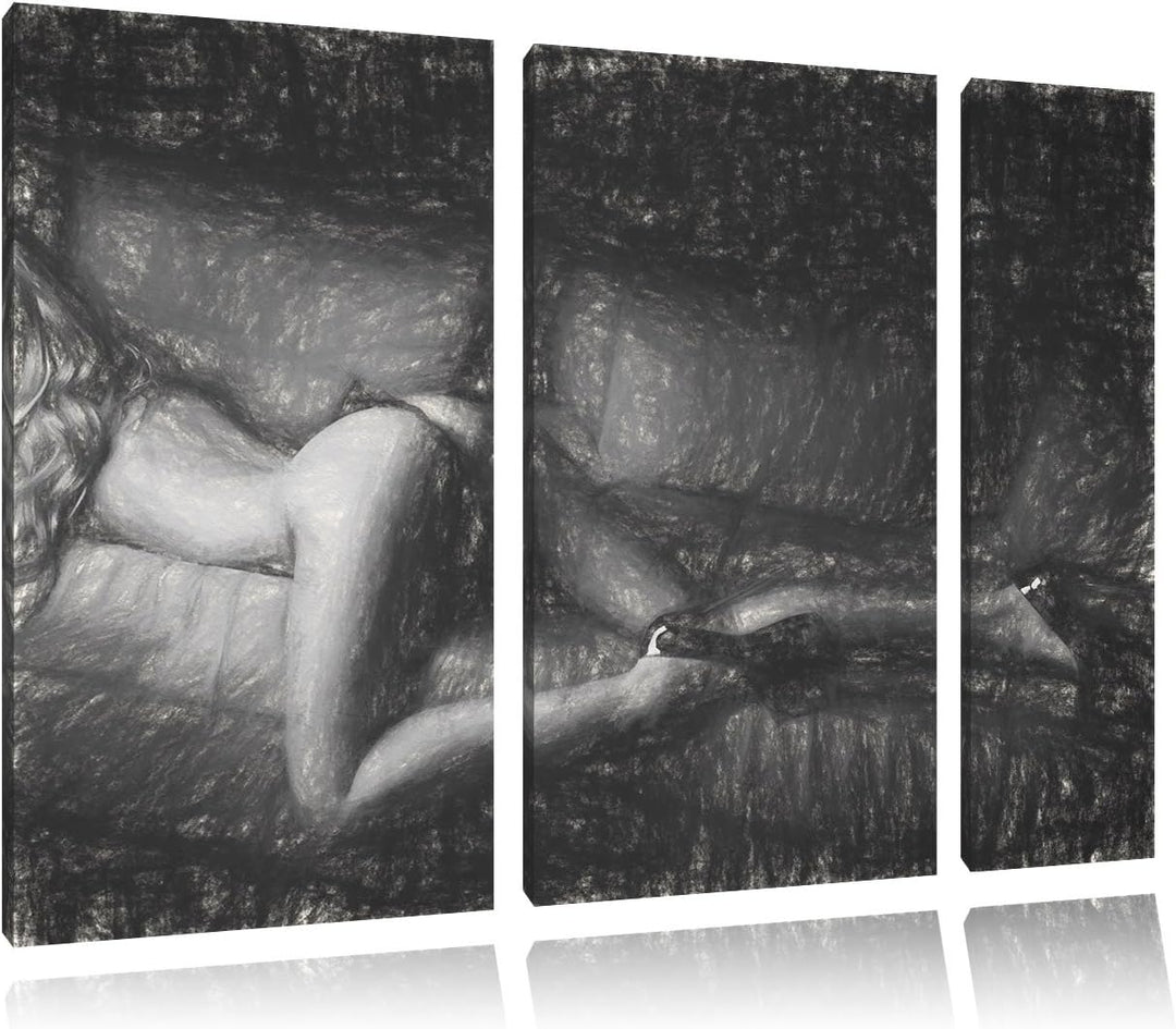 Pixxprint Frau mit sexy Po als Leinwandbild/Grösse: 3 Teilig (120x80 cm) cm/Wandbild/Kunstdruck/fert