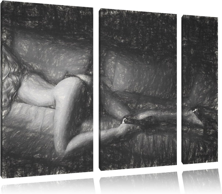 Pixxprint Frau mit sexy Po als Leinwandbild/Grösse: 3 Teilig (120x80 cm) cm/Wandbild/Kunstdruck/fert