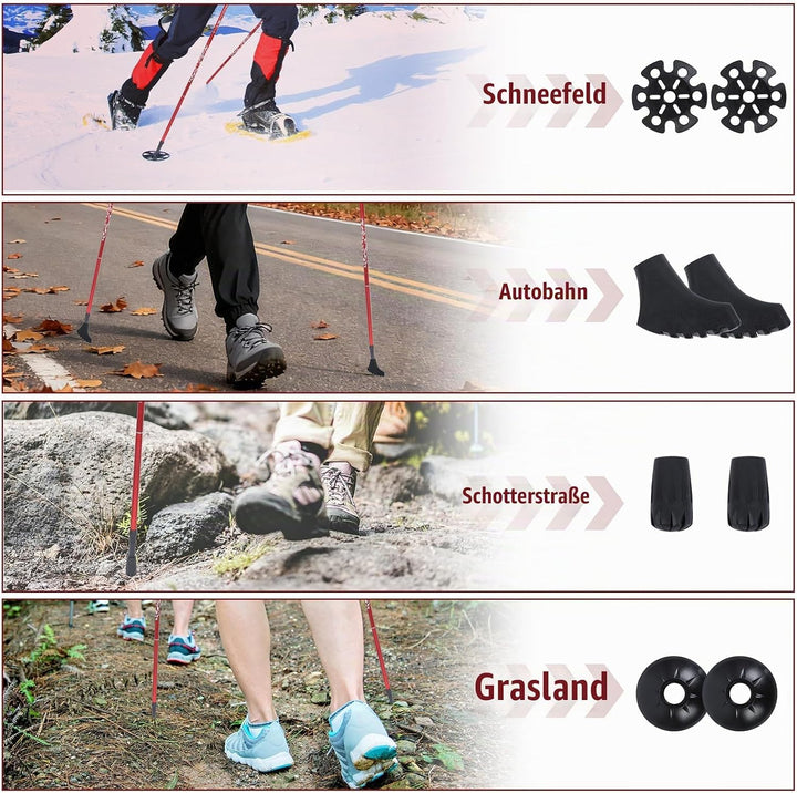 VINATO Wanderstöcke faltbar, Nordic Walking Stöcke Damen, Teleskop Wanderstöcke mit Tragetasche für