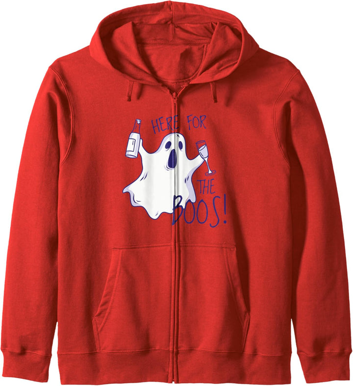 HERE FOR THE BOOS Funny Halloween Ghost Drinking Booze Meme Kapuzenjacke