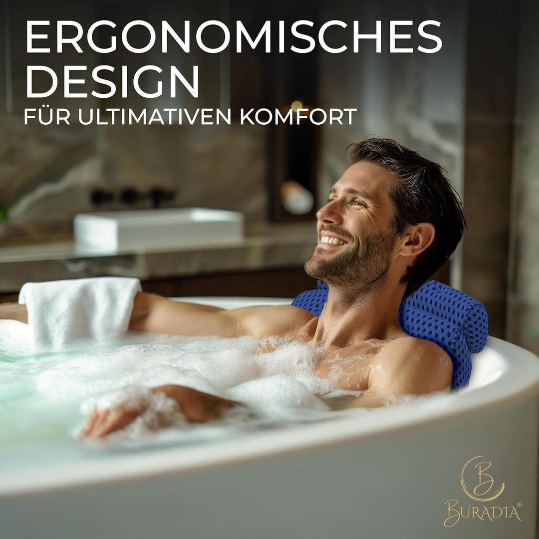 Badewannenkissen inkl. Wäschenetz - Ultimativer Komfort und Entspannung mit neuester Air Mesh Techno