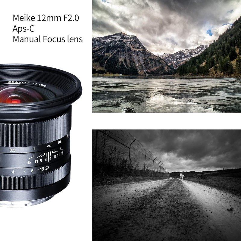 Meike 12 mm f2.0 Ultra Weitwinkel Manueller Fokusobjektiv kompatibel mit Sony E Mount spiegellosen K