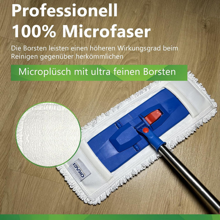 Okaei 2 Stuck PureWhite Microfiber Wischmop Bezug - 50 cm Mikrofaser-Schlingen-Bezug für Bodenwische