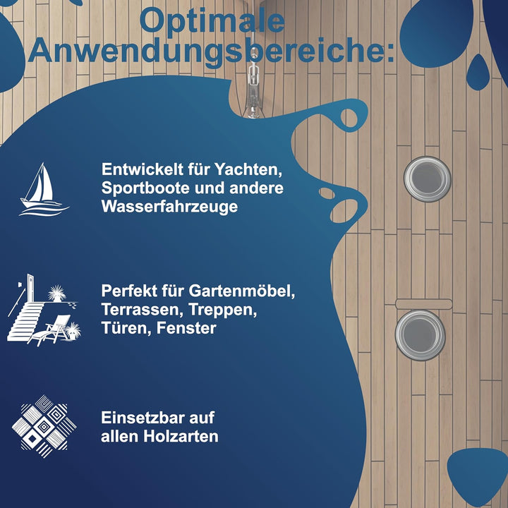Bootslack Bootsfarbe Schiffslack Yachtlack Lack für Holz Parkettlack Treppenlack Gartenmöbellack - S