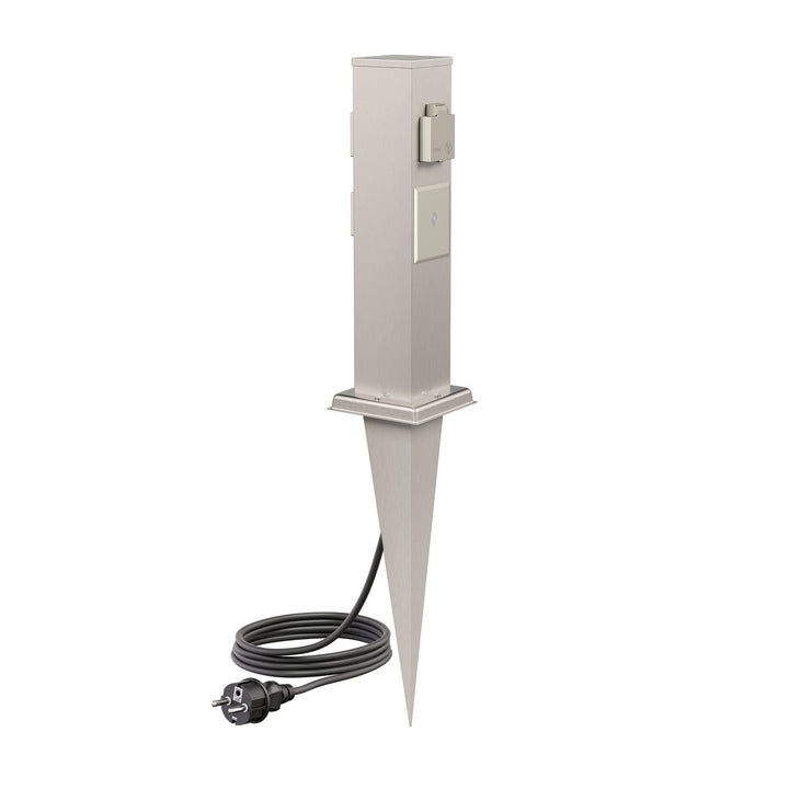 ledscom.de Garten-Steckdosen-Säule Polly mit Erdspiess und 2m Kabel für aussen, 3-Fach, Smart Home,
