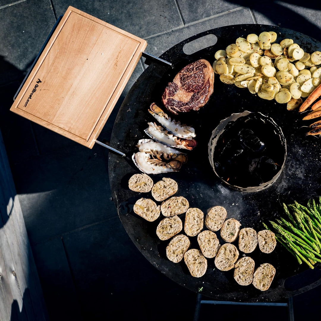 Grillrost.com Das Original Bretthalter für alle Feuerplatten mit 3-12mm Stärke | Buchenholz und Edel